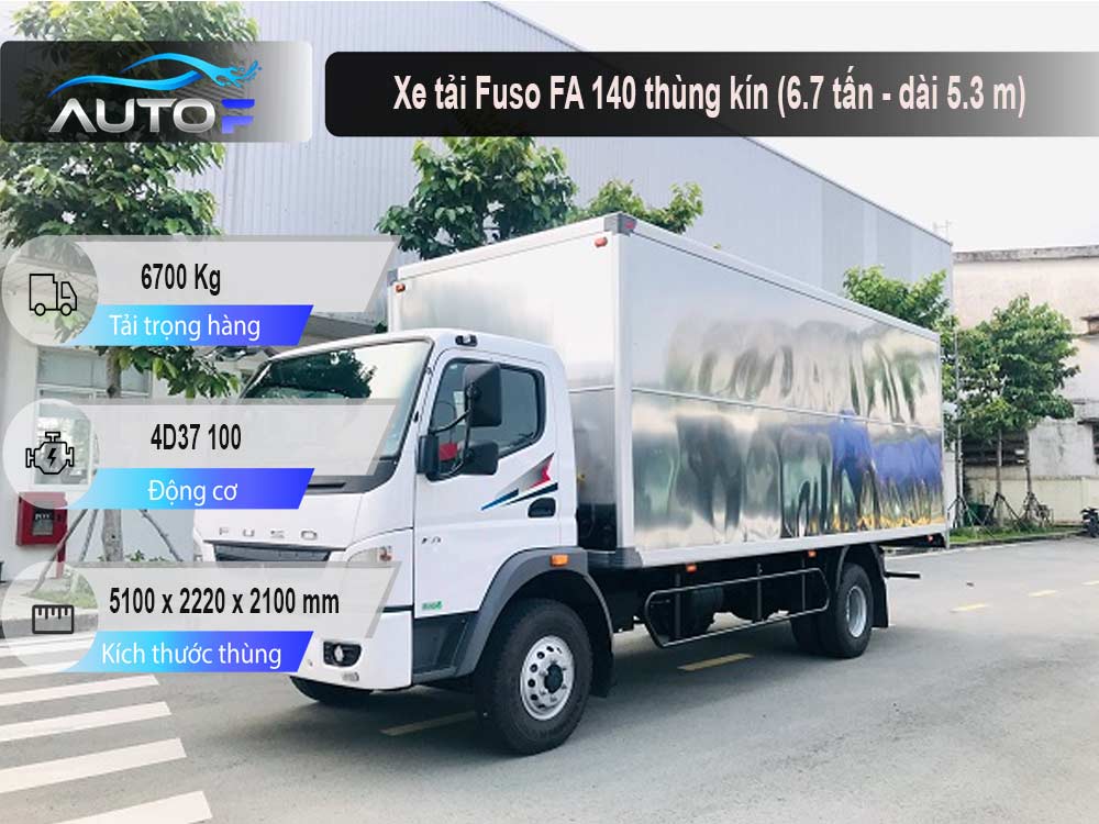 Xe tải Fuso FA 140 thùng kín (6.7 tấn - dài 5.3 m)
